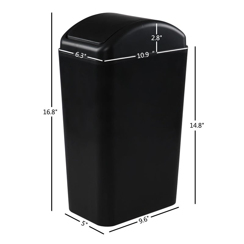 Doryh 3.5 Gallon Slim Plastic Trash Can with Swing Lid, 14 L Small Garbage Can, Black - Image 4